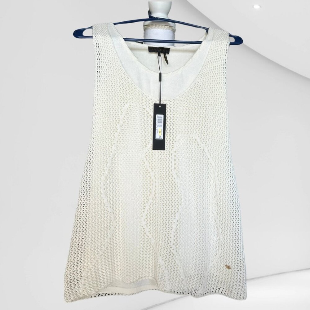 Donna Karan Double Layer White Lace Knit Tank – Size Medium